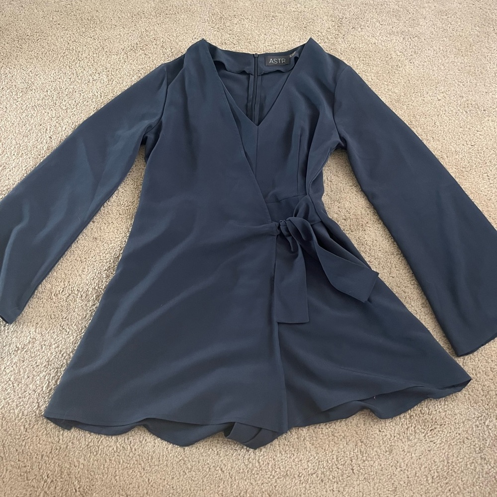 ASTR Deep Blue Long Sleeve Romper